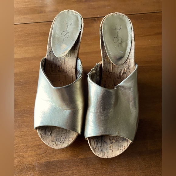 Gold wedge sandals - Picture 1 of 4